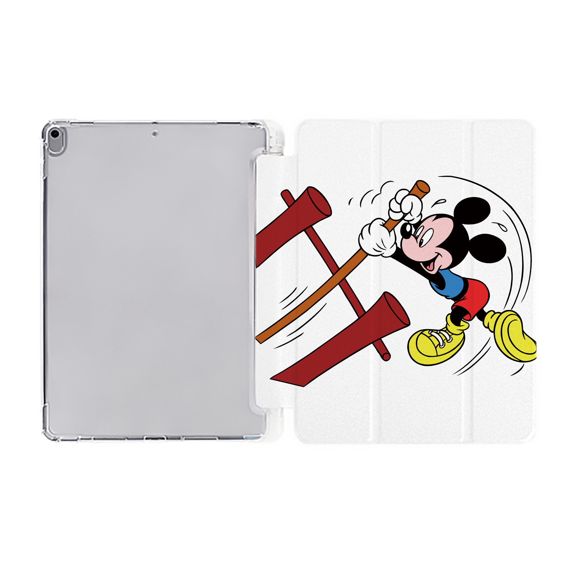 （画像用） ミッキーマウス Mickey Mouse IPad ケース ペン収納付き 三つ折りスタンド PUレザー×シリコン 対応機種9.5/10.5/10.9インチ